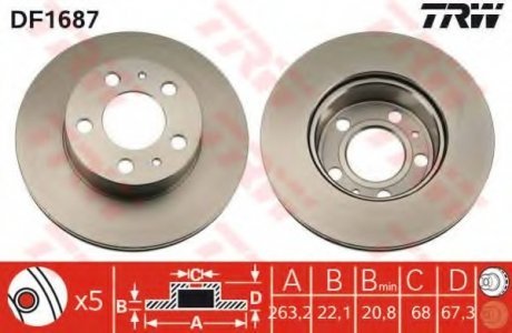 Тормозной диск TRW DF1687