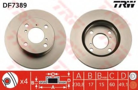 Тормозной диск TRW DF7389