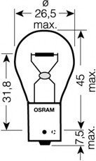 Лампа вспомогат. освещения РY21W 12V 21W ВАU15s (2 шт) blister 7507-02B OSRAM 750702B (фото 1)