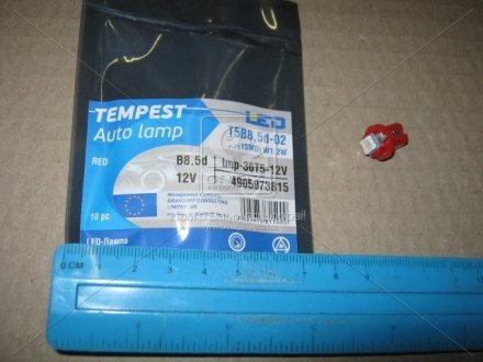 Лампа LED панель приборов, подсветки кнопок T5B8,5d-02 (1SMD) W1.2W B8.5d красная 12V TEMPEST Tmp-36T5-12V (фото 1)