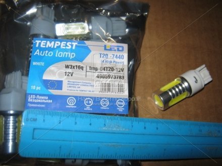 Лампа LED б/ц габарит, стоп T20 -7440 (4SMD) Mega-LED W3x16d 12V WHITE TEMPEST Tmp-04T20-12V