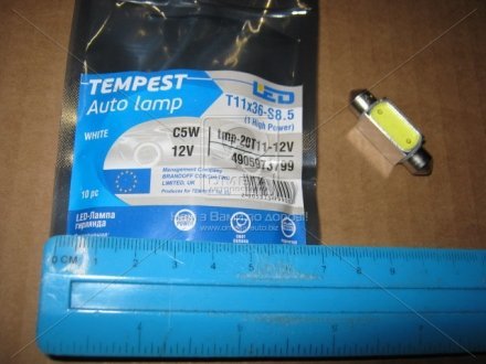 Лампа LED Софітні C5W 12V T11x36-S8.5 (1SMDx3chips) Мега-LED WHITE <> TEMPEST Tmp-20T11-12V (фото 1)