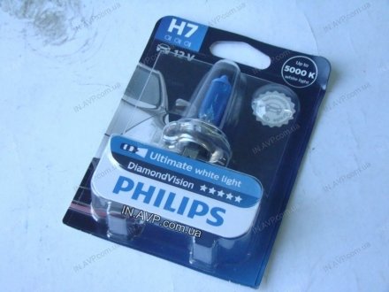 Лампа ближнего света H7 12V 55W PX26d Diamond Vision 5000K Philips 12972DVB1 (фото 1)