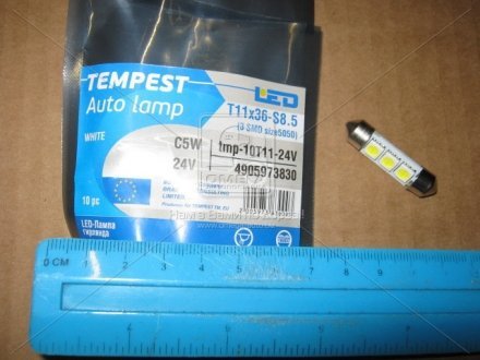 Лампа LED Софітні C5W 24V T11x36-S8.5 (3 SMD size5050) <> TEMPEST Tmp-10T11-24V (фото 1)