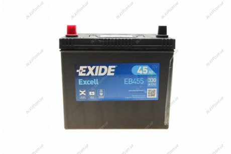 Аккумулятор 45Ah-12v EXCELL(234х127х220),L,EN330 Азія тонк.клеммы EXIDE EB455 (фото 1)
