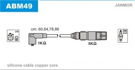 Провод зажигания (Silikon) VW BORA,CADDY,GOLF,NEW BEETLE, TOURAN JANMOR ABM49