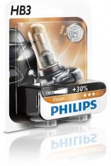 Лампа накаливания HB3 12V 65W P20d Vision +30 1шт blister Philips 9005PRB1 (фото 1)
