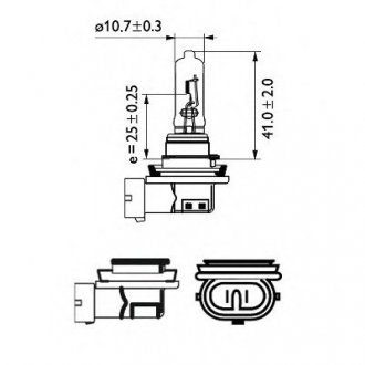 Лампа накаливания H9 12V 65W PGJ19-5 STANDARD (blister 1шт) Philips 12361B1