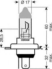 Лампа фарная H4 12V 60/55W P43t ULTRA LIFE 1шт.blister OSRAM 64193ULT-01B
