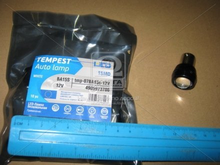 Лампа LED задний ход(линза) 1SMD BA15s 12V WHITE TEMPEST Tmp-07BA15s-12V