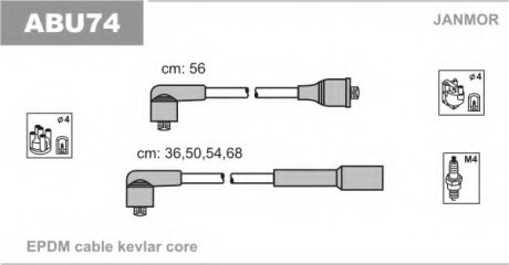 Провода зажигания (EPDM) Skoda OCTAVIA 1.6 (1U2,1U5) AEE JANMOR ABU74 (фото 1)