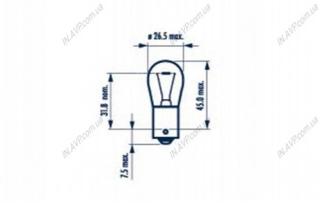 Лампа накаливания PY21W12V21WBAU15S AMBER (blister 2шт) NARVA 17638B2 (фото 1)