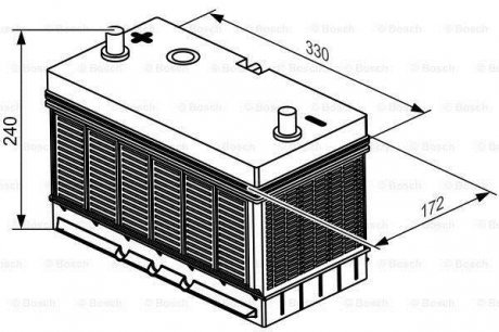 Аккумулятор 105Ah-12v (T3052) (330x172x240),L,EN800 BOSCH 0092T30520 (фото 1)