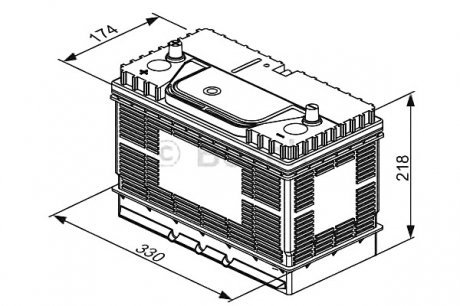 Аккумулятор 105Ah-12v (T3050) (330x172x240),R,EN800 BOSCH 0092T30500 (фото 1)