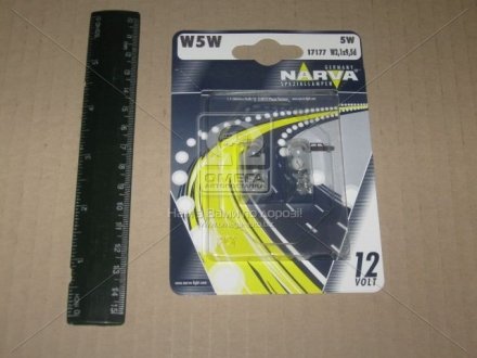 Лампа накаливания W5W 12V 5W W2,1X9,5d (2шт. blister) NARVA 17177B2 (фото 1)