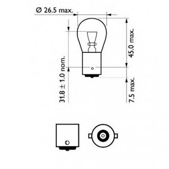Лампа накаливания P21WVisionPlus12V 21W BA15s Philips 12498VPB2