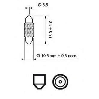 Лампа накаливания FestoonT10,5X3812V 10W SV 8,5 Philips 12854CP (фото 1)