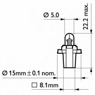 Лампа накаливания BAX8,3/1,35Black 12V 1.2W Philips 12597CP