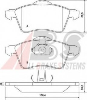 Колодка торм. VW TRANSPORTER (15" вент.) передн. ABS 36986 (фото 1)