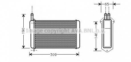 Радиатор отопителя ВАЗ 2108, 09, 099, <Таврия> AVA LA6009 (фото 1)