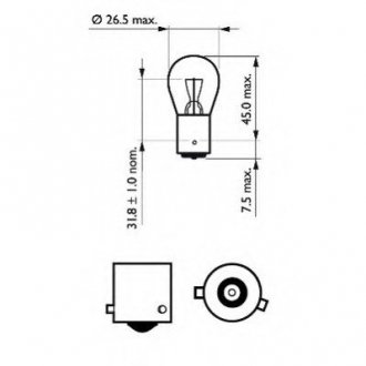 Лампа накаливания PR21W 12V 21W BAW15s Philips 12088CP