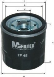 Фильтр масляный MAZDA, NISSAN, RENAULT M-Filter TF45 (фото 1)