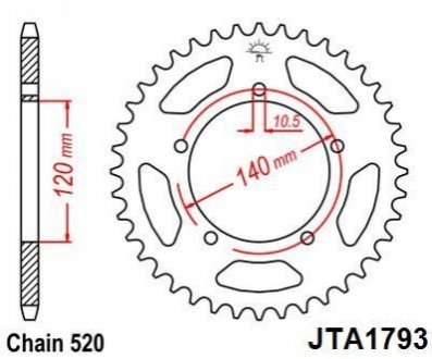 Легкосплавная звезда для 520 цепи - 47зуб. GSXR600/750/1000 ?01- ELIT MO 110-452-47 (фото 1)