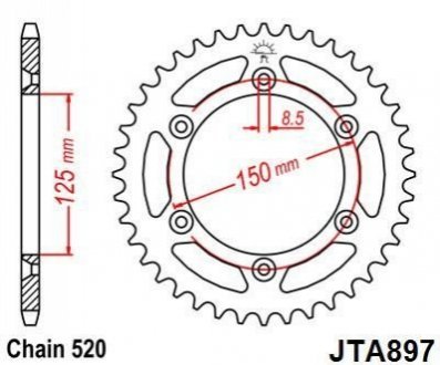 Легкосплавная звезда для 520 цепи - 51зуб. KTM Duke/LC4/EGSE ELIT MO 110-464-51