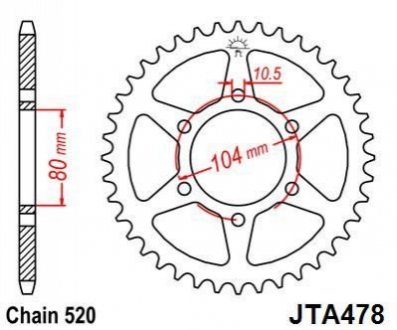 Легкосплавная звезда для 520 цепи - 40зуб. ZX6R/6RR/9R/10R ELIT MO 110-462-40