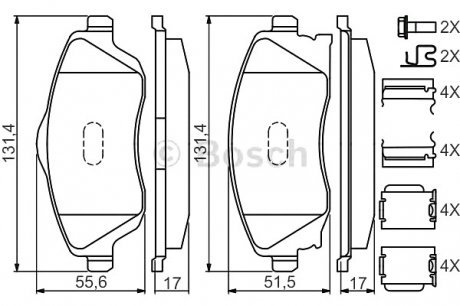 Колодки тормозные дисковые, к-кт. BOSCH 0 986 494 625 (фото 1)