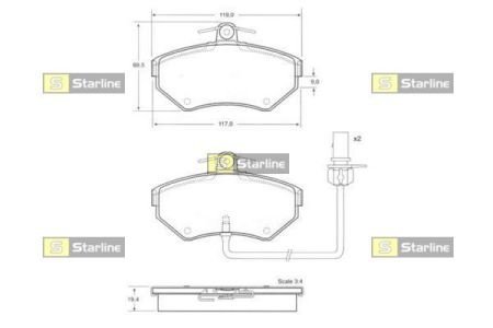 Колодки тормозные дисковые, к-кт. STAR LINE BD S144 (фото 1)