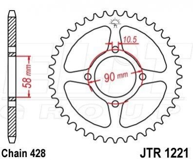 Звезда 44зуб. Honda CBR125R 11- ELIT MO 111-349-44