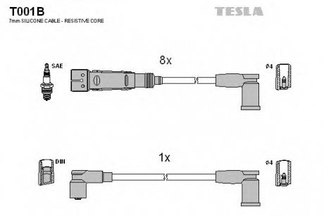 Комплект проводов зажигания TESLA T001B (фото 1)