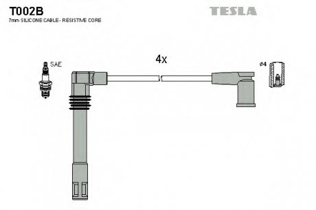 Комплект проводов зажигания TESLA T002B