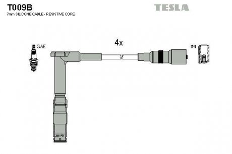 Комплект проводов зажигания TESLA T009B (фото 1)