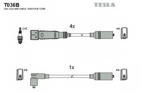 Комплект проводов зажигания TESLA T036B (фото 1)
