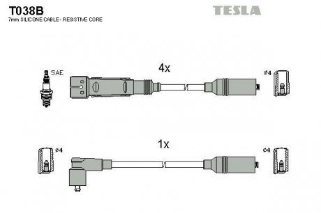 Комплект проводов зажигания TESLA T038B (фото 1)