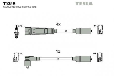 Комплект проводов зажигания TESLA T039B
