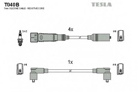 Комплект проводов зажигания TESLA T040B (фото 1)