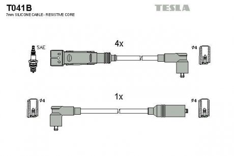 Комплект проводов зажигания TESLA T041B (фото 1)