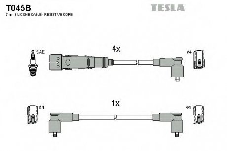 Комплект проводов зажигания TESLA T045B (фото 1)