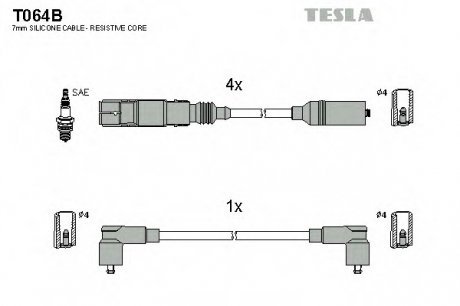 Комплект проводов зажигания TESLA T064B (фото 1)