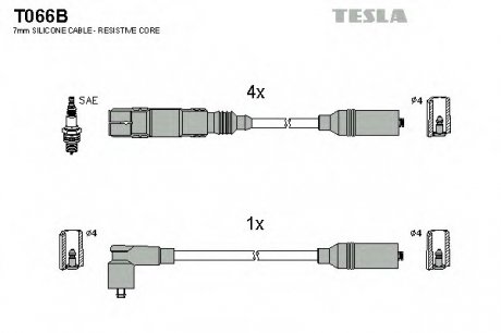 Комплект проводов зажигания TESLA T066B (фото 1)