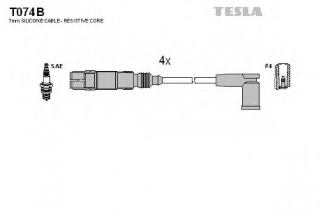 Комплект проводов зажигания TESLA T074B (фото 1)