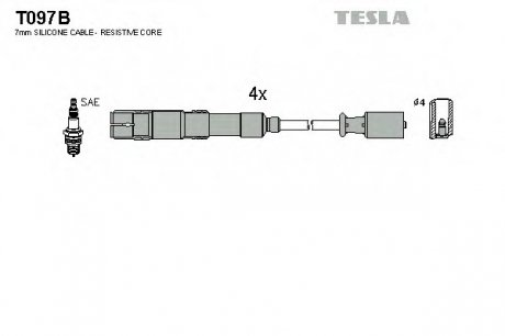 Комплект проводов зажигания TESLA T097B (фото 1)