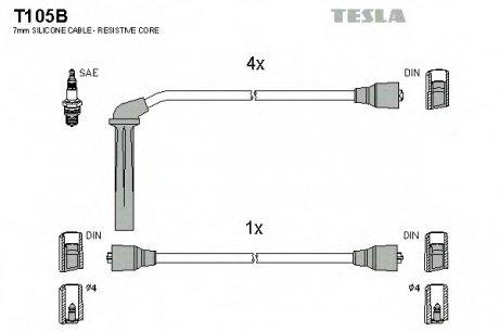 Комплект проводов зажигания TESLA T105B (фото 1)