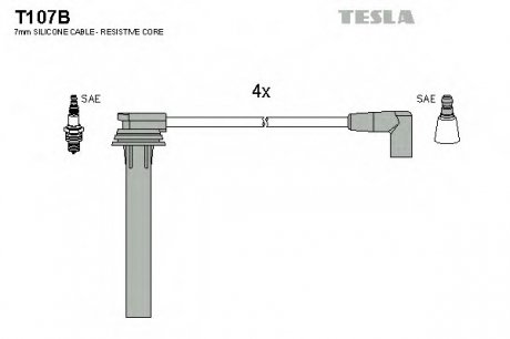 Комплект проводов зажигания TESLA T107B (фото 1)