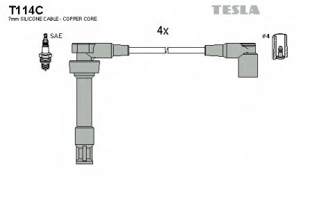 Комплект проводов зажигания TESLA T114C (фото 1)