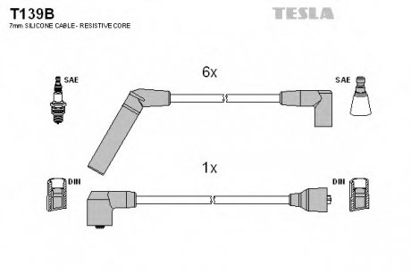 Комплект проводов зажигания TESLA T139B (фото 1)