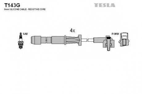 Комплект проводов зажигания TESLA T143G (фото 1)